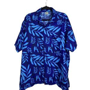 Rima Vibrant Blue Hawaiian Floral Casual Shirt Sz XL